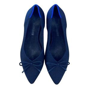 Rothy's Womens The Point Bow Black Knit‎ Fabric Slip On Ballet Flats Shoes 9.5